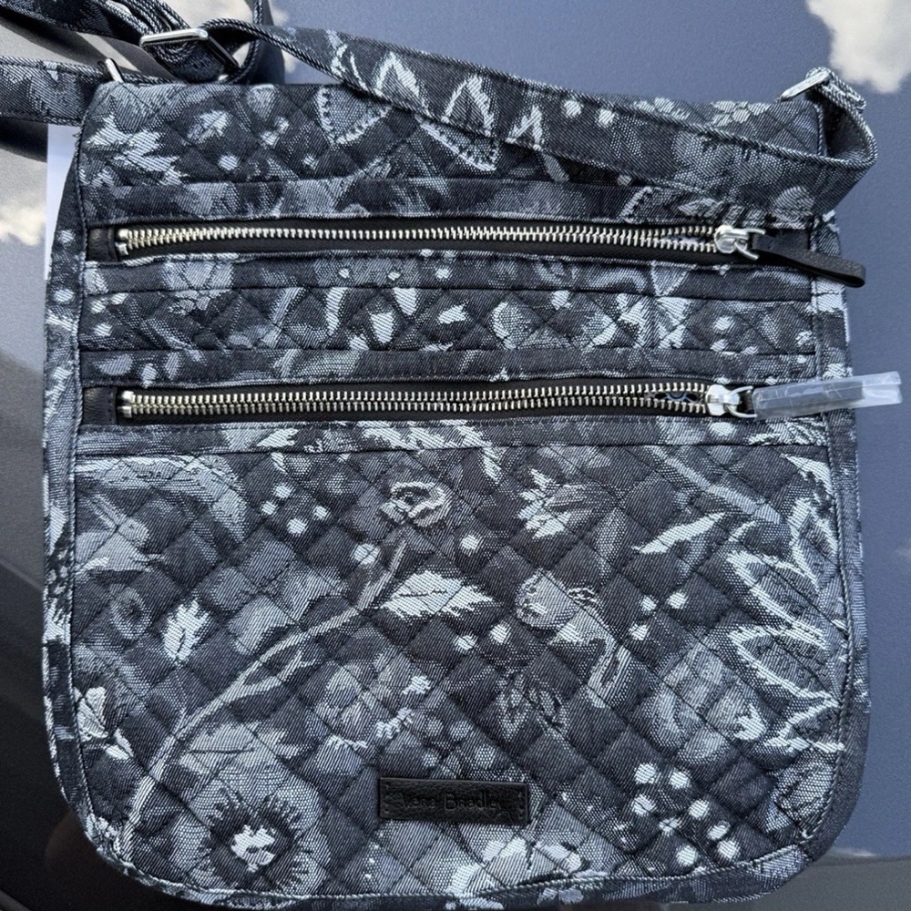 New Vera Bradley Triple Zip Hipster Crossbody Bag Denim Foxwood Navy